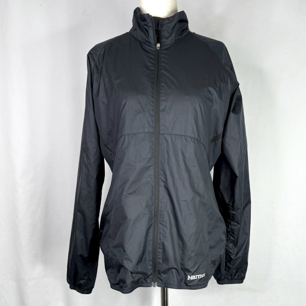 Marmot windbreaker light jacket soft lining navy black Medium